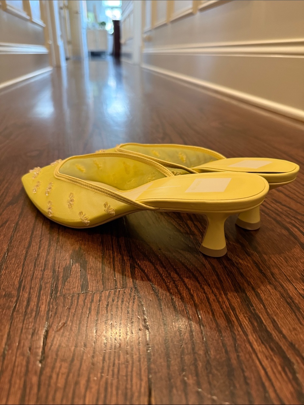 Dolce Vita Yellow Embroidered Pointed-Toe Mules - Picture 4 of 4